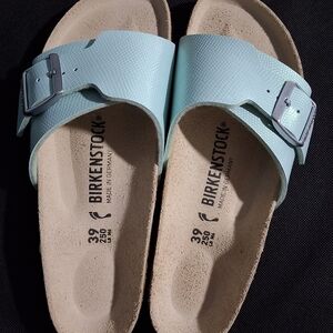 Birkenstock Madrid Mint Blue Slide Sandals Size 39